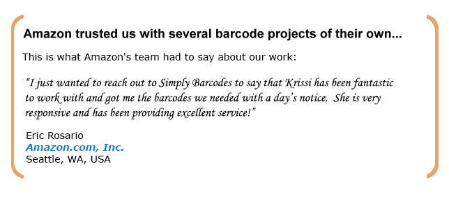 Customer Testimonial for Amazon Barcodes